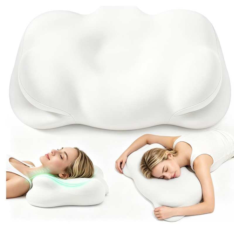 Cxndvq ergonomic cloud-shaped memory foam neck support pillow